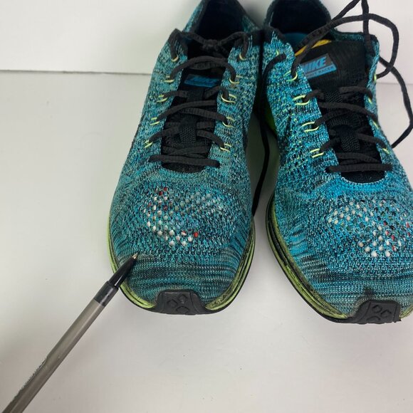 Nike Flyknit Racer Running Shoes Men's 8.5 Blue Lagoon Sneakers 526628 401 - Picture 4 of 16